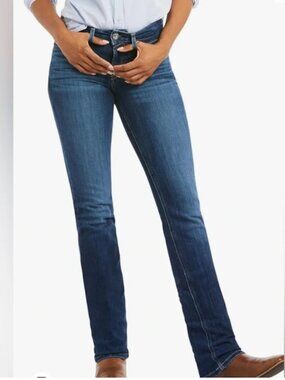 Ariat Women's Perfect Rise Straight Jeans in Deep Blue